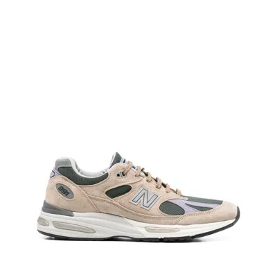 New Balance 991 Beige Suede Blend Sneakers