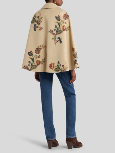 Etro , Trenchcoat In Capeform Mit Floralem Druck, Damen, Beige, Grösse 48
