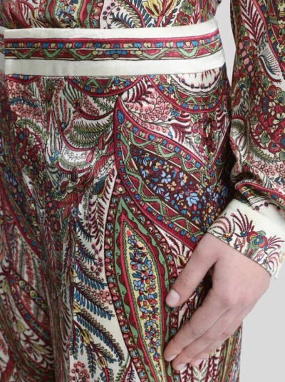 Etro Printed Satin Palazzo Trousers In Brown