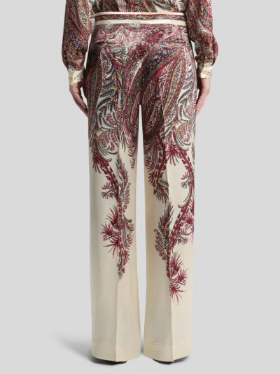 Etro Printed Satin Palazzo Trousers In Brown