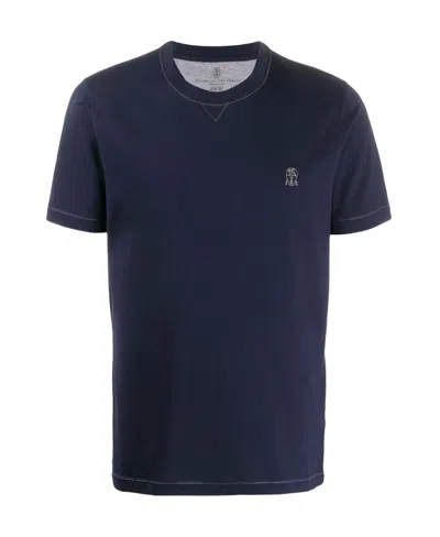 Brunello Cucinelli Short-sleeved T-shirt In Blue