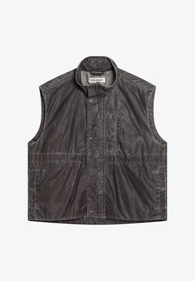 Our Legacy Firm Brown Vest With Vintage Effect Men