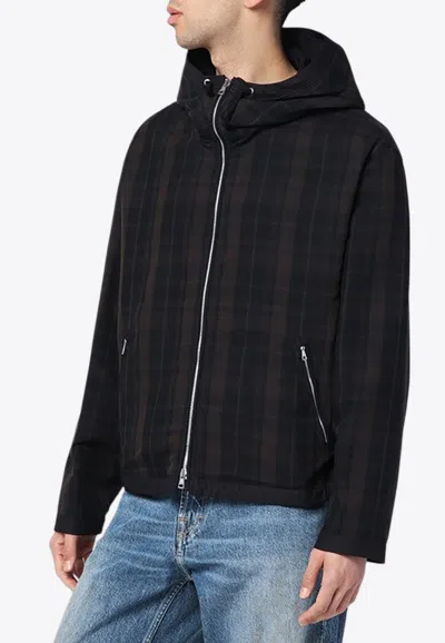 Our Legacy Riviera Checked Shell Hooded Jacket In Brown