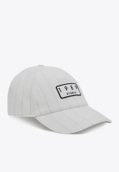 1989 Studio Logo Patch Striped Baseball Cap In Gray