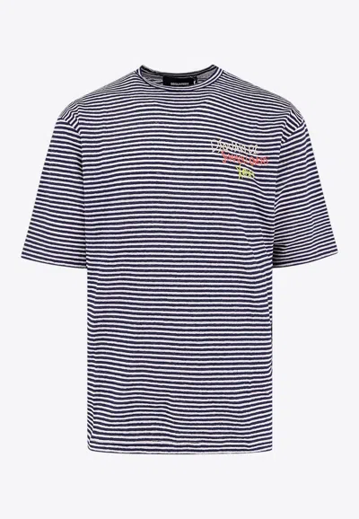 Dsquared2 Summer Lovers Striped Linen T-shirt
