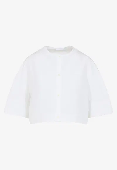 Givenchy Short-sleeved Cropped Shirt In White