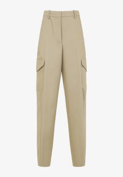 Givenchy Womens Beige Cocoon Straight-leg Cotton-wool Blend Trousers