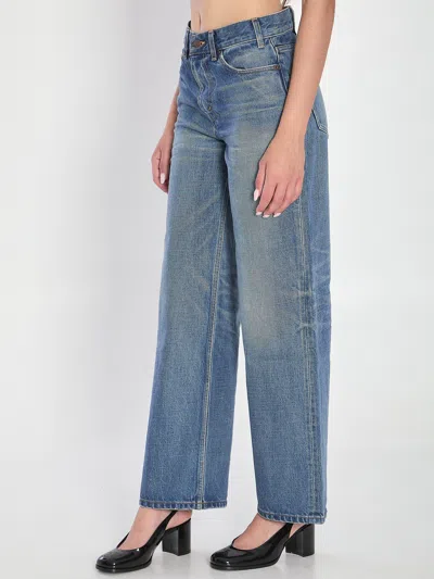 Celine Women Denim Cotton Jeans In Blue