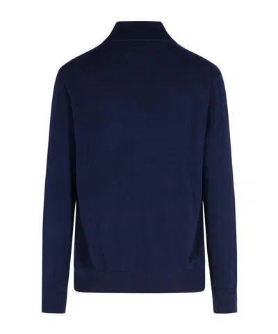 Polo Ralph Lauren Ribbed Cuff Wool Cardigan With Welt Pockets In Blue