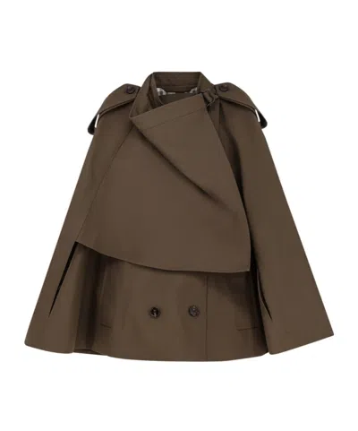 Burberry Cotton Cape With Traditional Check Lining