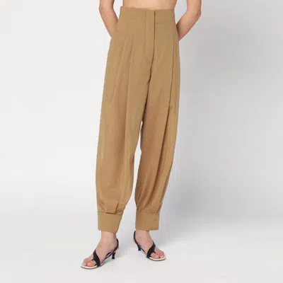 Philosophy Di Lorenzo Serafini Beige Pleated Wool-blend Trousers In Brown
