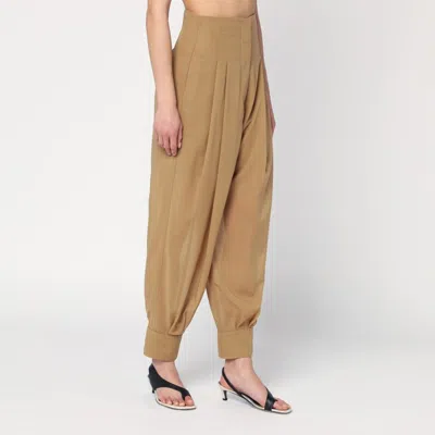 Philosophy Di Lorenzo Serafini Beige Pleated Wool-blend Trousers In Brown
