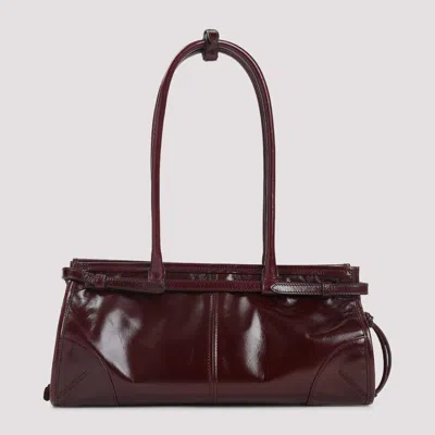 Prada Bordeaux Calf Leather Handbag With Adjustable Shoulder Strap In Purple