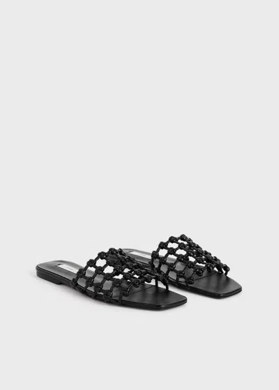 Totême Braided-leather Bandeau Slides Black In Black