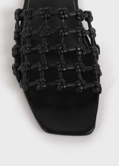 Totême Braided-leather Bandeau Slides Black In Black