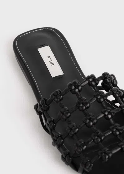 Totême Braided-leather Bandeau Slides Black In Black