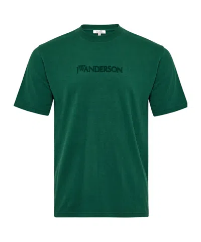 Jw Anderson J. W. Anderson Embroidered Logo T-shirt With Classic Crew Neckline In Green