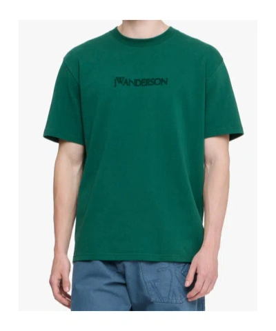 Jw Anderson J. W. Anderson Embroidered Logo T-shirt With Classic Crew Neckline In Green