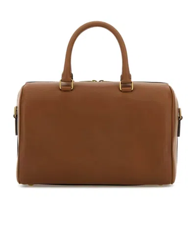 Saint Laurent Structured Leather Handbag Top Handles In Brown
