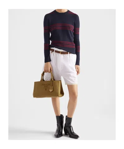 Prada Jardinière Large Cotton Canvas Handbag