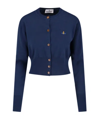 Vivienne Westwood Ribbed Crewneck Knitwear With Cuffs And Hem In Blue