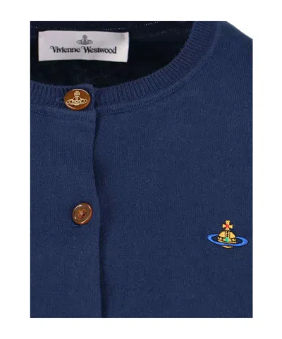 Vivienne Westwood Ribbed Crewneck Knitwear With Cuffs And Hem In Blue