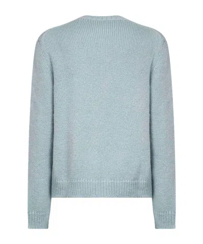 Jil Sander Powder Blue Alpaca And Wool Blend Crewneck Sweater In Blue