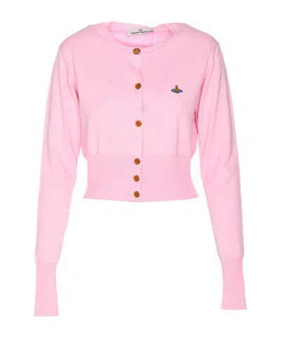 Vivienne Westwood Bea Cardigan Crewneck Long Sleeves In Pink