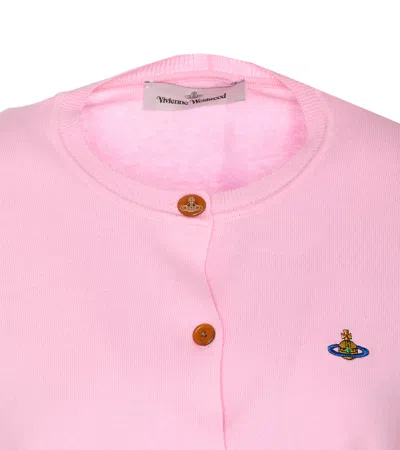 Vivienne Westwood Bea Cardigan Crewneck Long Sleeves In Pink