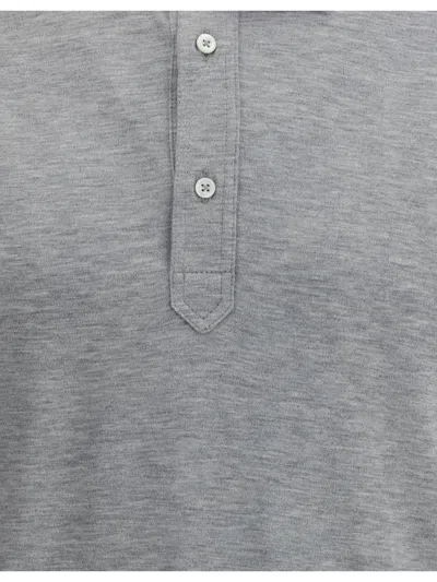 Brunello Cucinelli Silk Polo Sweater With Two-tone Double Layer Detail