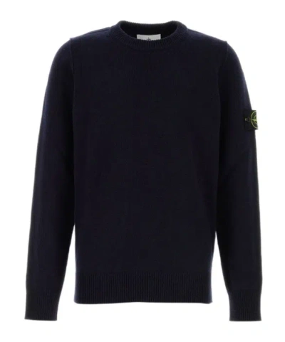 Stone Island Lightweight Wool Crew Neck Pullover In Blue