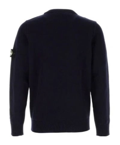 Stone Island Lightweight Wool Crew Neck Pullover In Blue