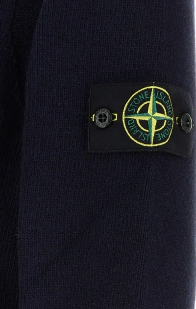 Stone Island Lightweight Wool Crew Neck Pullover In Blue