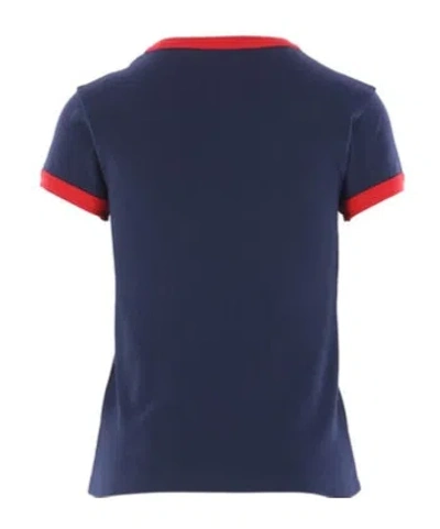 Valentino Crew Neck Cotton T-shirt With Contrast Trim In Blue