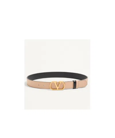 Valentino Cintura Reversibile Vlogo Signature In Vitello Lucido 30 Mm