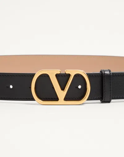 Valentino Cintura Reversibile Vlogo Signature In Vitello Lucido 30 Mm