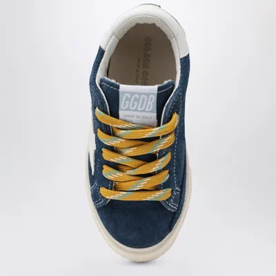 Golden Goose Low-top May Sneakers In Blue Suede And White Leather In Blue