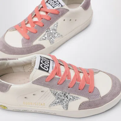 Golden Goose White Leather And Lilac Suede Super-star Sneakers