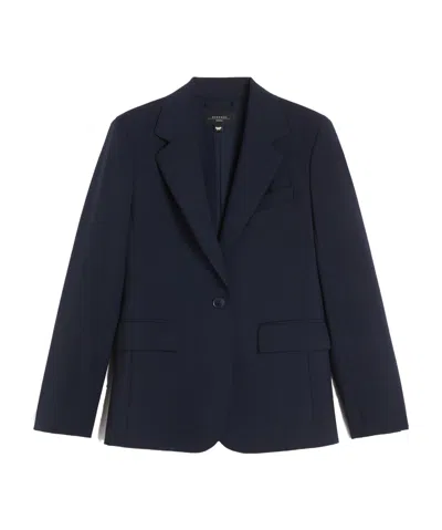 Weekend Max Mara Natural Stretch Wool Blazer In Blue