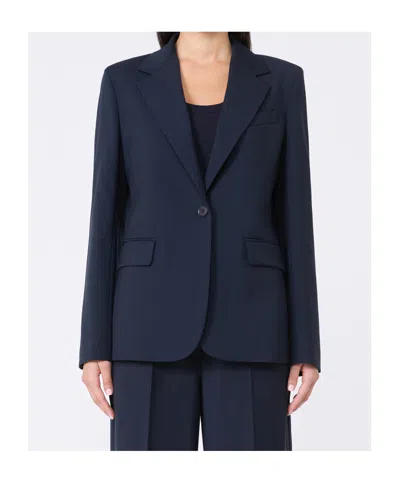 Weekend Max Mara Natural Stretch Wool Blazer In Blue
