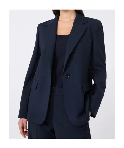 Weekend Max Mara Natural Stretch Wool Blazer In Blue