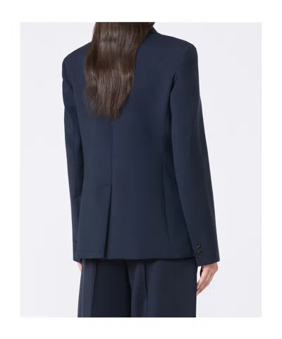 Weekend Max Mara Natural Stretch Wool Blazer In Blue