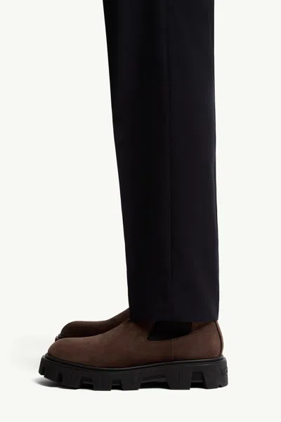 Moncler Pantalon En Gabardine De Laine Mélangée In Blue