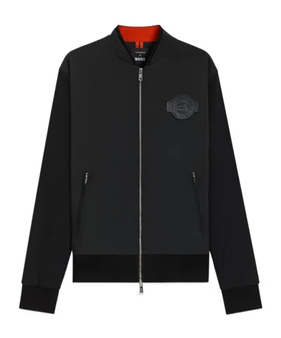 Hugo Boss X Porsche Skiles Logo-plaque Cotton Bomber Jacket In Black