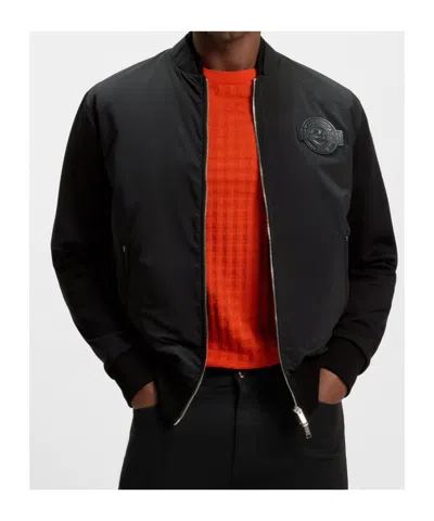 Hugo Boss X Porsche Skiles Logo-plaque Cotton Bomber Jacket In Black