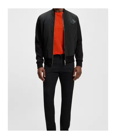 Hugo Boss X Porsche Skiles Logo-plaque Cotton Bomber Jacket In Black