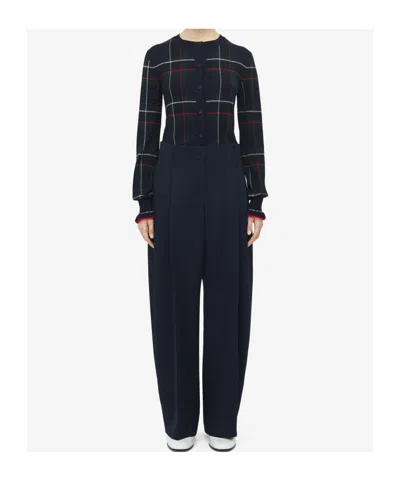 Alexander Mcqueen Women's Wide Leg Tailored Trousers In Navy