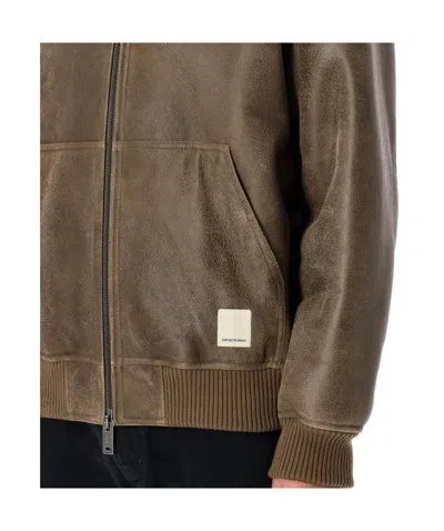 Emporio Armani Lamb Shearling Oversized-fit Blouson In Multi