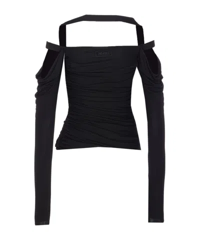 Attico Top In Crepe Nero Donna In Black