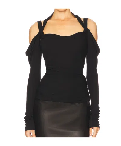Attico Top In Crepe Nero Donna In Black